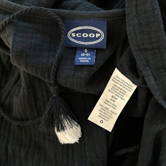 Scoop Long Black Tiered Tassel Gauze Midi Boho Oversized Summer Dress S 4 - 6 - Picture 5 of 5